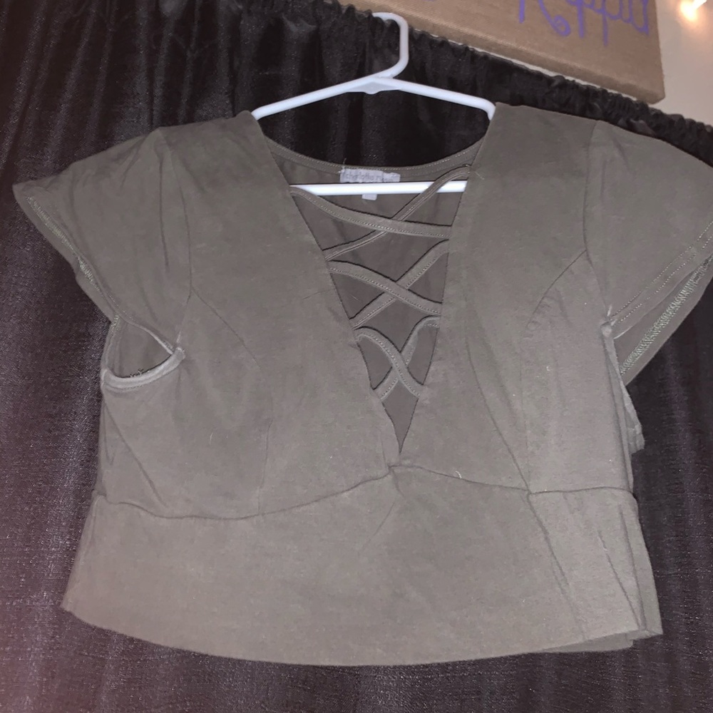 Army green crop top